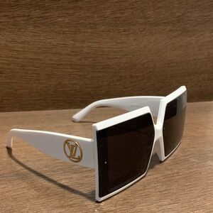 Louis Vuitton White Sunglasses with Gold Accent